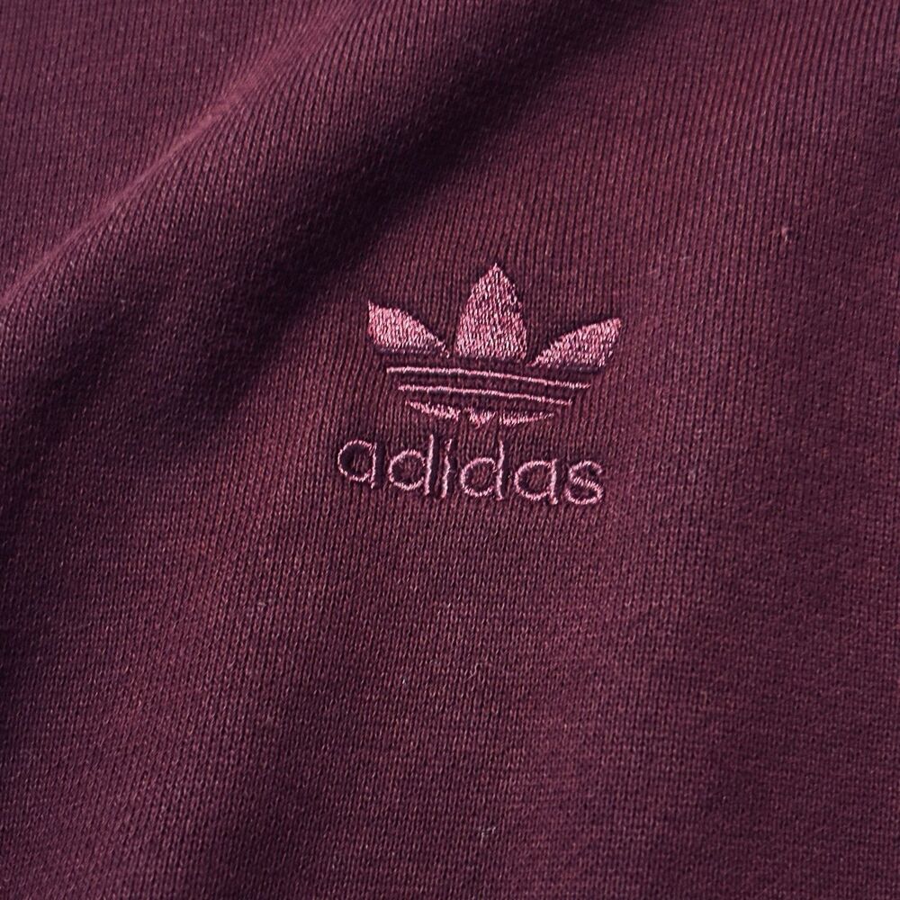 Adidas Adicolor Leopard Logo Cropped Hoodie Sweatshirt Burgundy Women's Size M - Picture 4 of 11